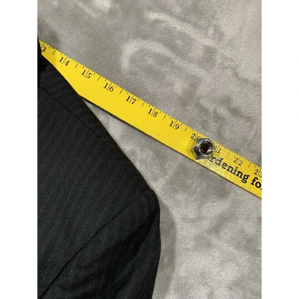 Vintage 90s Y2K Abercrombie Fitch Wool Lined Pinstripe Blazer Size 42 Black EUC